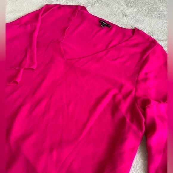 Lane BRYANT Hot Pink Ruffled Chiffon Fashion Blouse size 26/28 - Picture 3 of 9